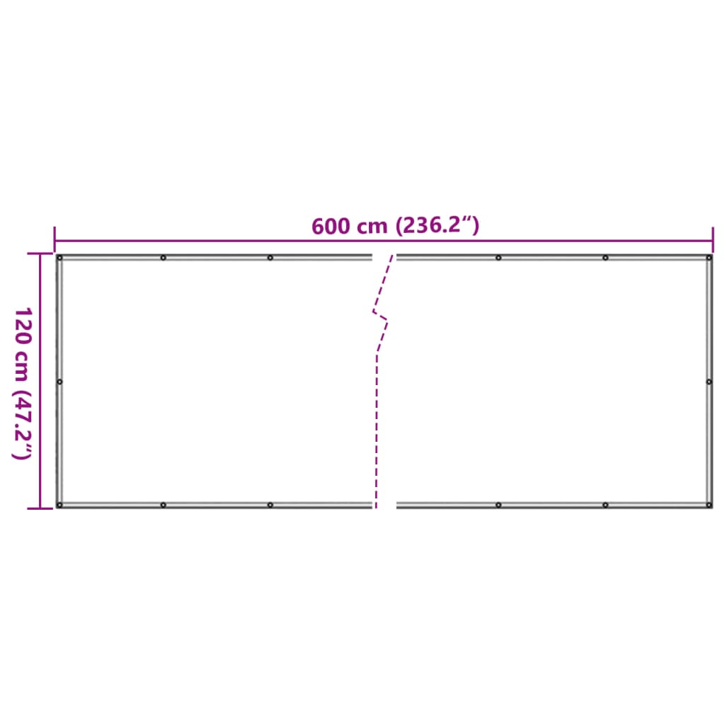 vidaXL Pantalla de privacidad de balcón PVC crema 600x120 cm