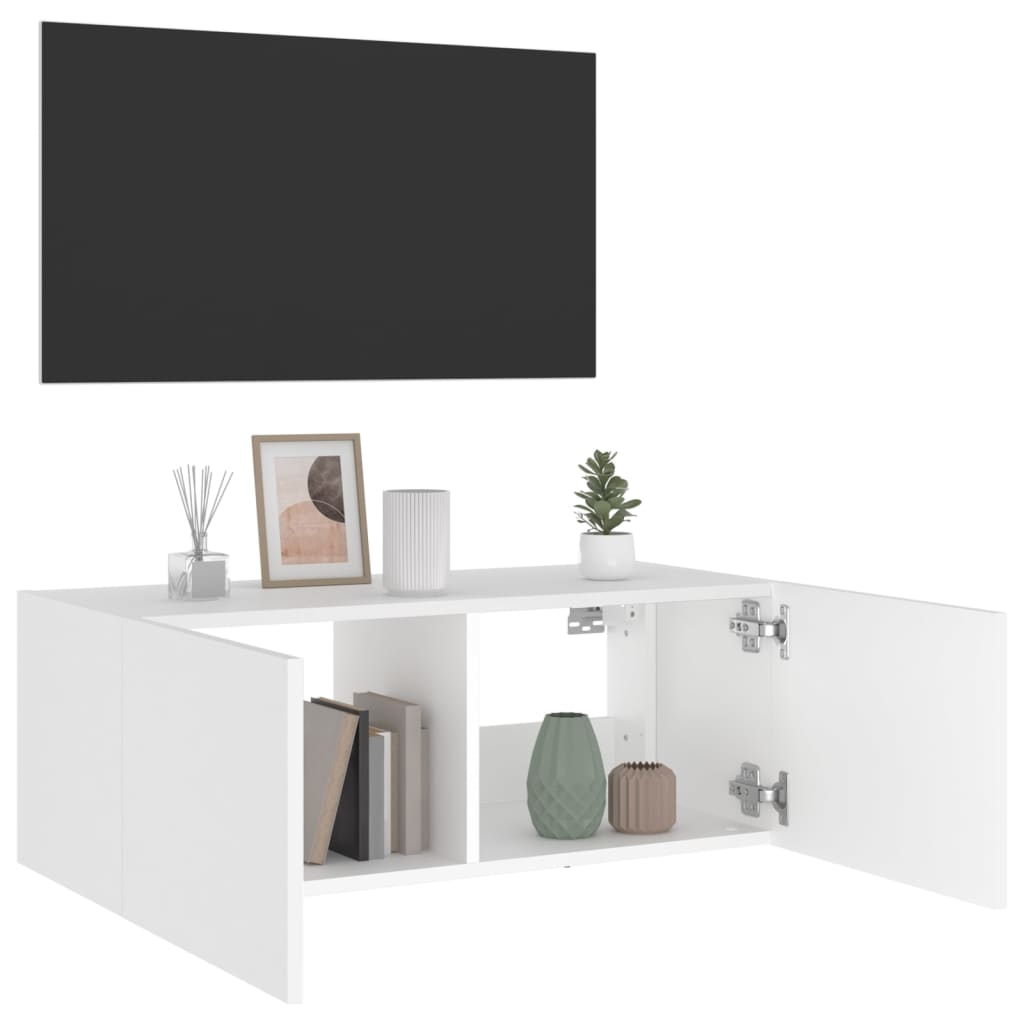 vidaXL Mueble de TV de pared con luces LED blanco 80x35x31 cm