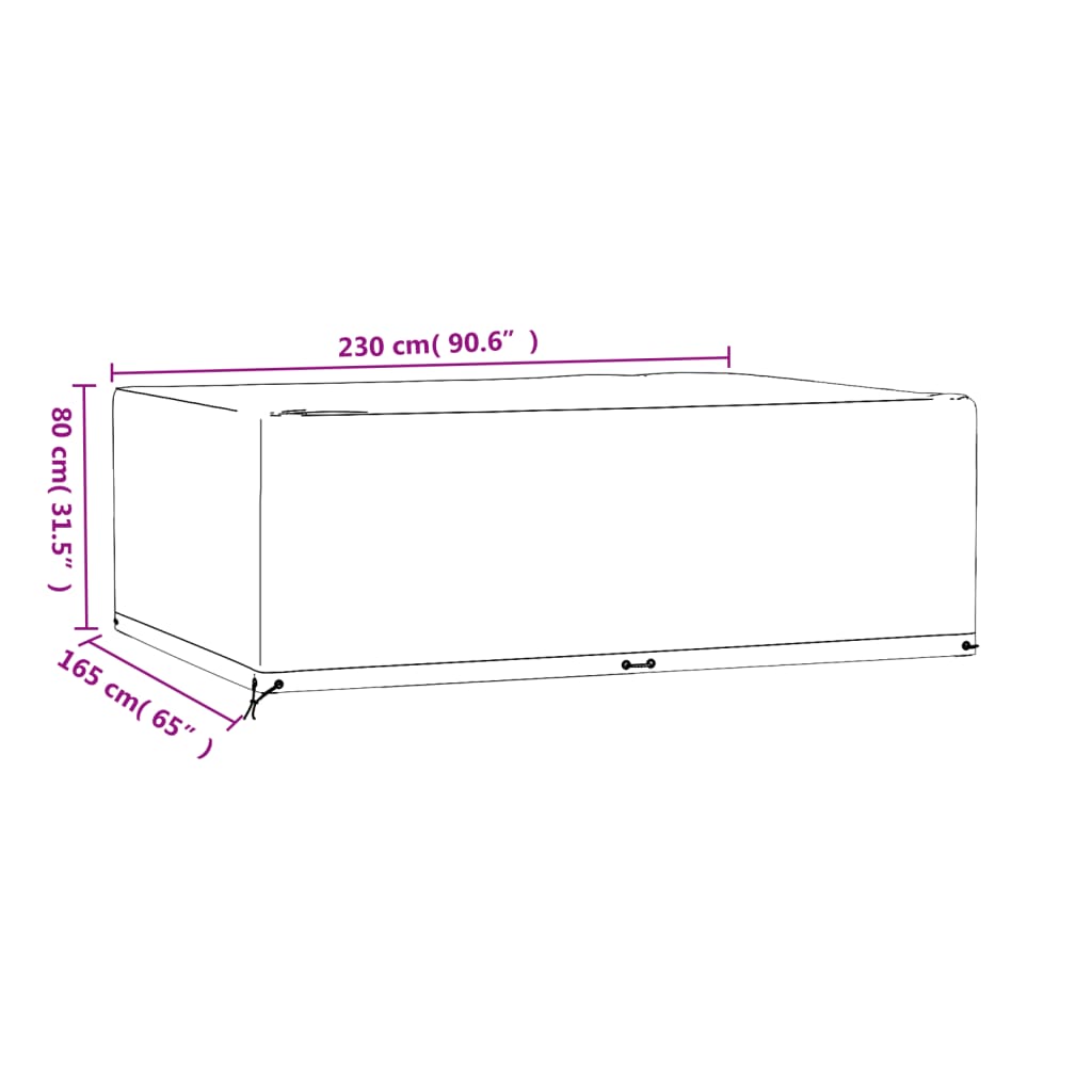 vidaXL Fundas muebles jardín 2 uds 12 ojales rectangular 230x165x80 cm