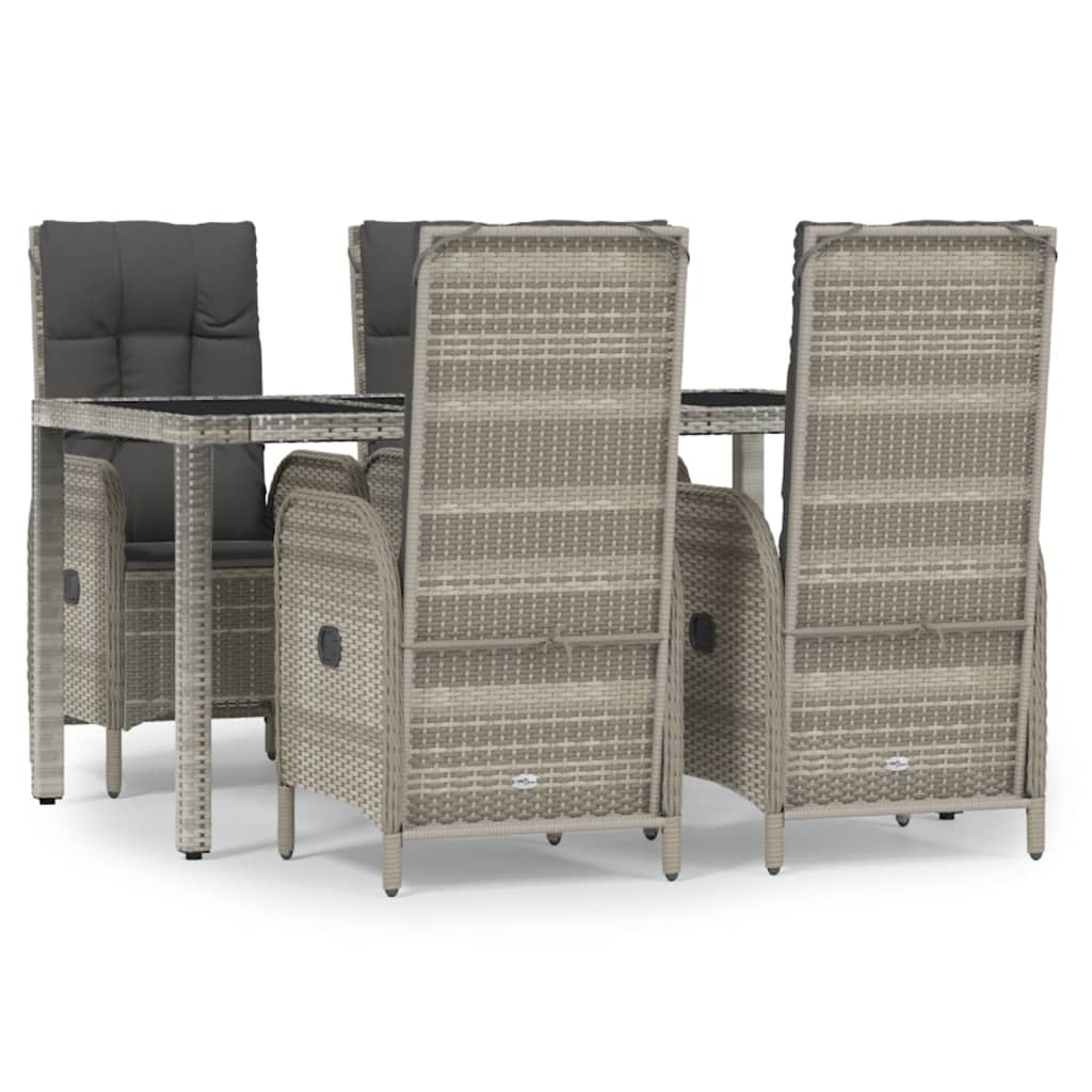 vidaXL Set comedor de jardín 5 piezas con cojines ratán sintético gris