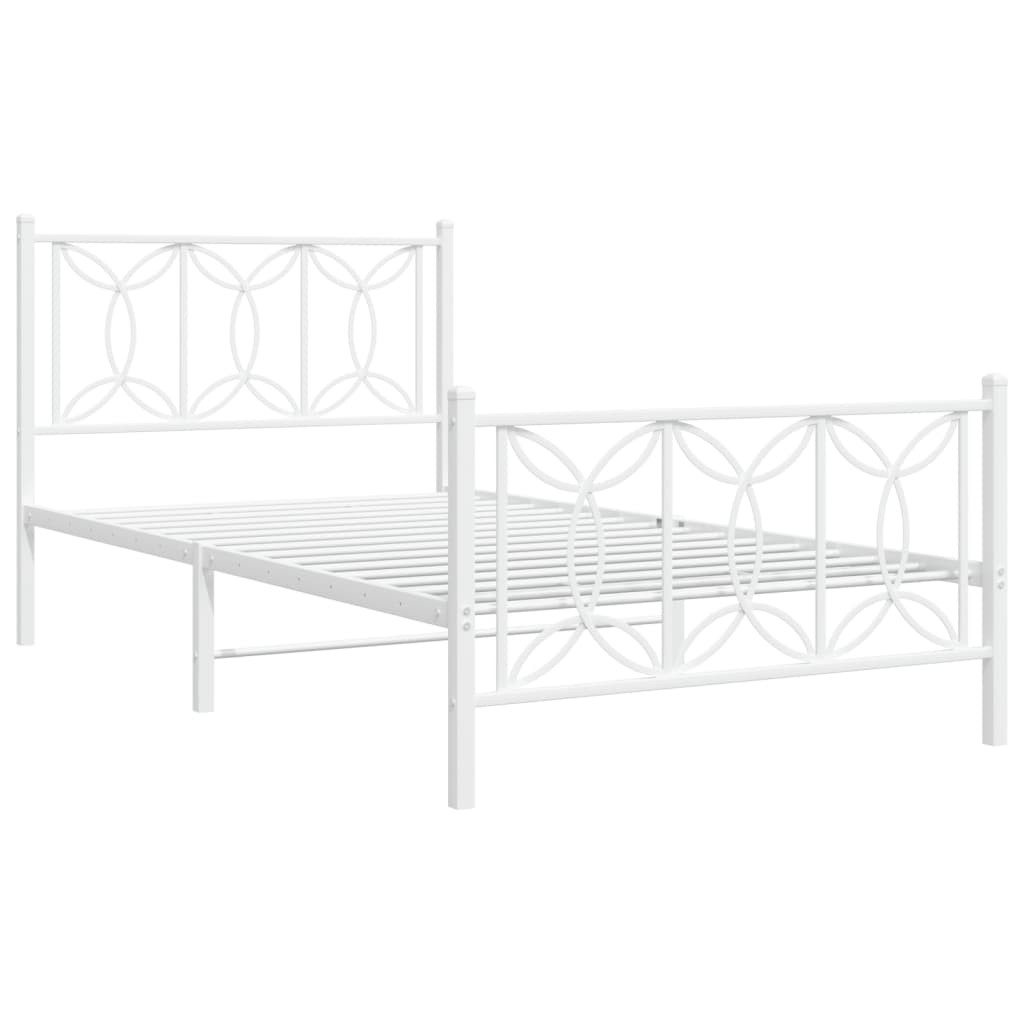 vidaXL Estructura cama sin colchón con estribo metal blanco 100x200 cm