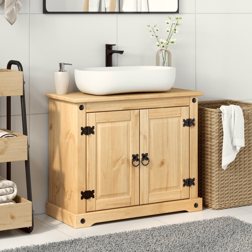 vidaXL Mueble de lavabo de baño Corona madera maciza pino 73x33x60 cm