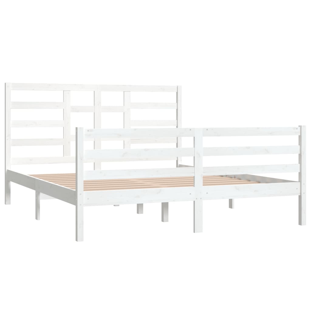 vidaXL Estructura de cama de madera maciza blanca 160x200 cm