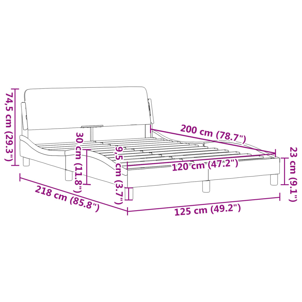 vidaXL Cama sin colchón cuero sintético blanco negro 120x200 cm