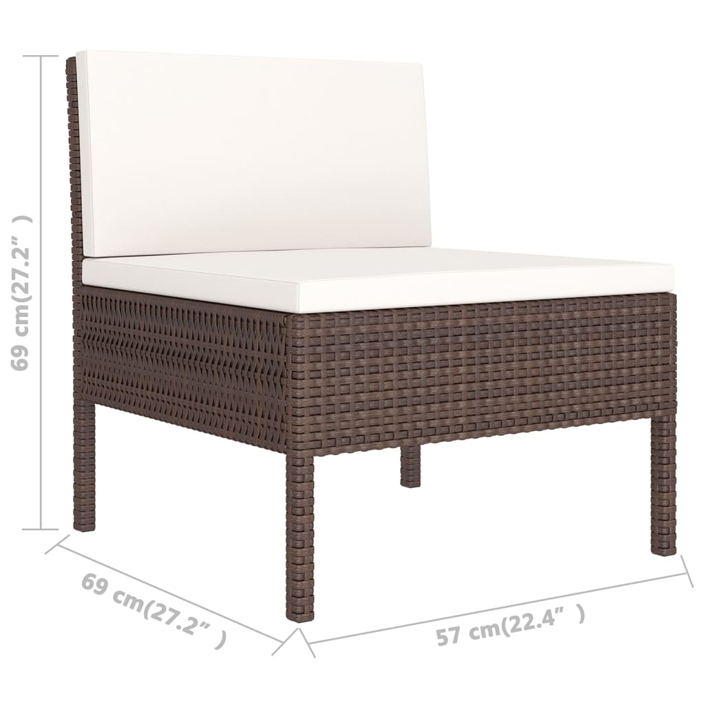 vidaXL Set muebles de jardín 6 pzas y cojines ratán sintético marrón