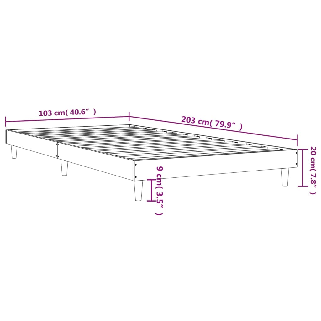 vidaXL Estructura de cama sin colchón madera roble Sonoma 100x200 cm