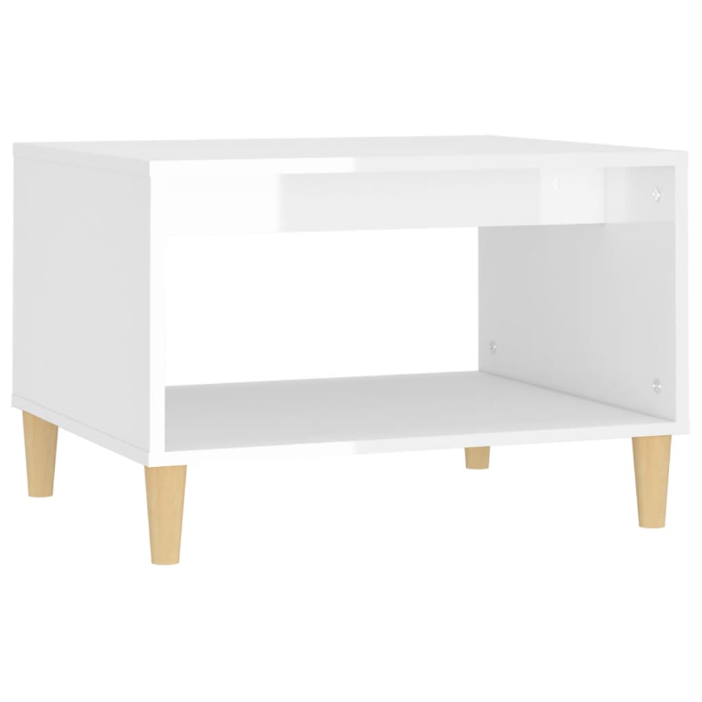 vidaXL Mesa de centro madera contrachapada blanco brillo 60x50x40 cm