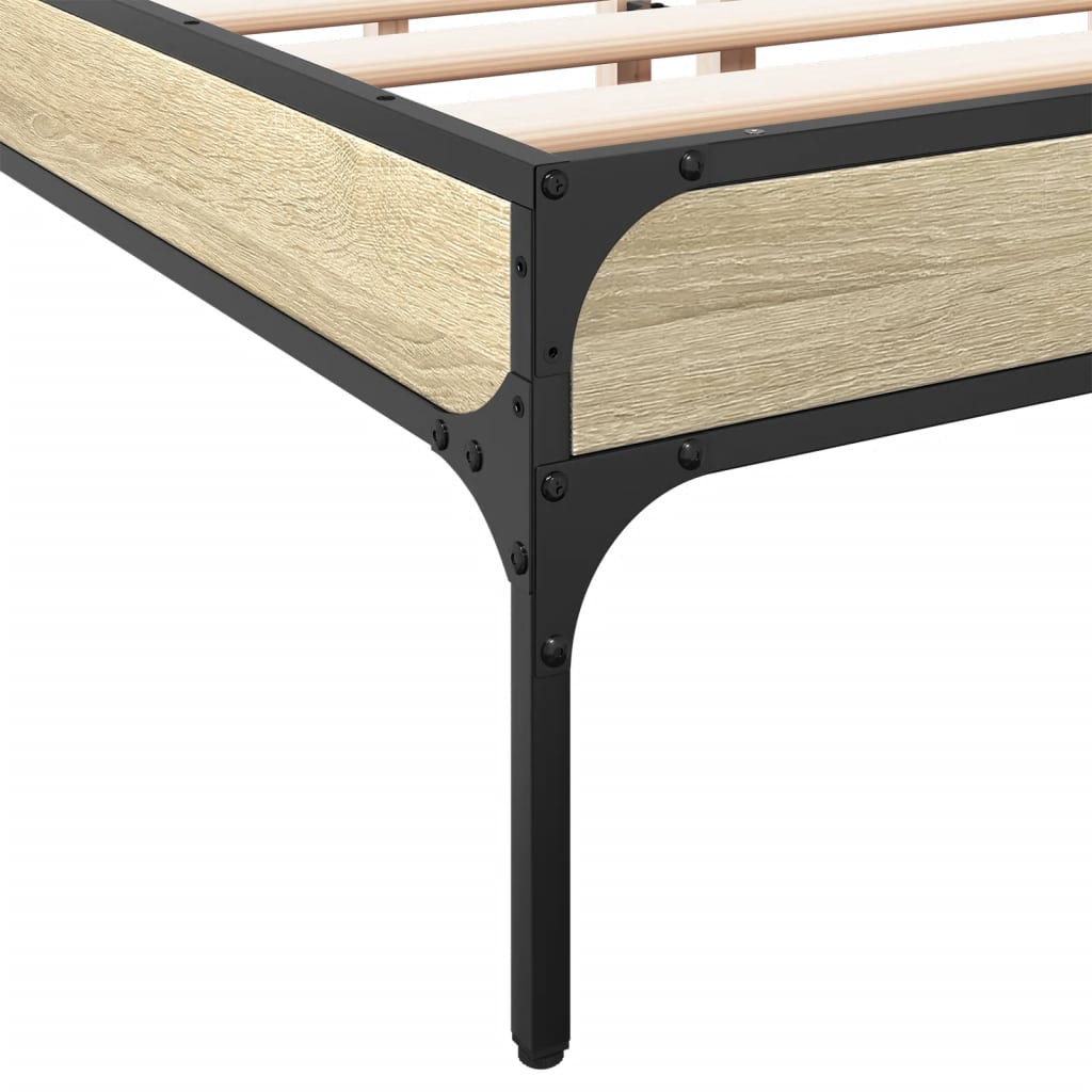vidaXL Estructura cama madera ingeniería metal roble Sonoma 150x200 cm