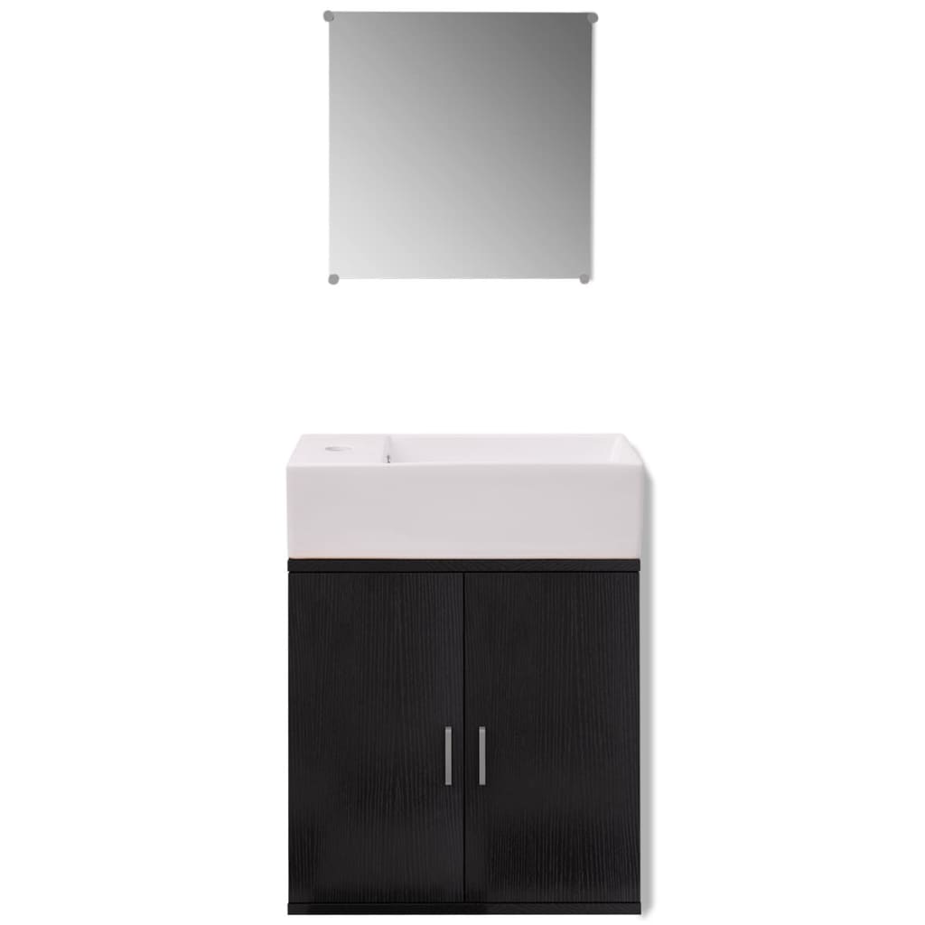 vidaXL Conjunto de mueble y lavabo 3 piezas negro