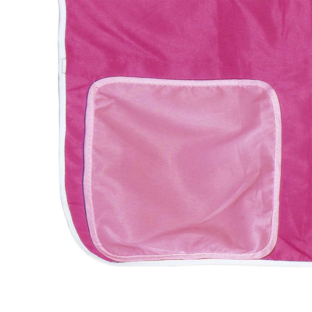vidaXL Cama alta para niños con cortinas madera pino rosa 90x190 cm