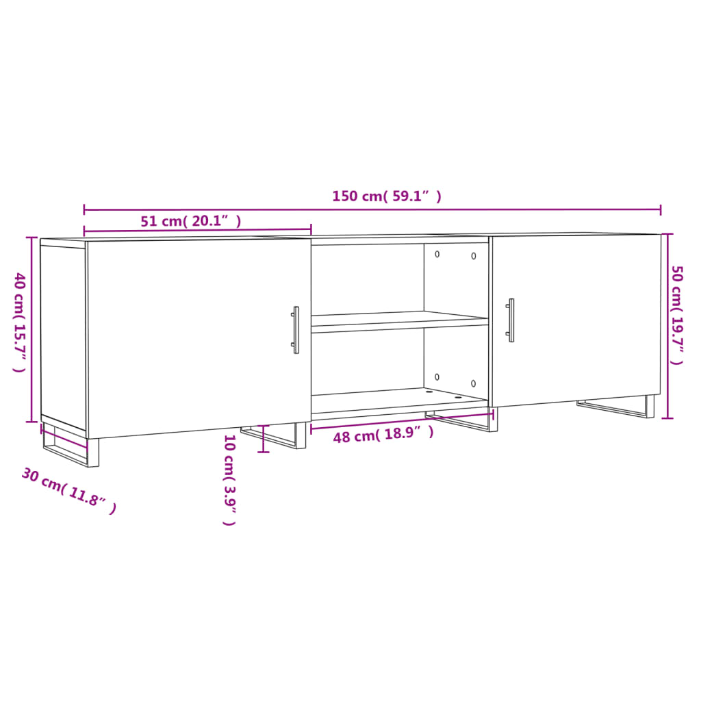 vidaXL Mueble para TV madera de ingeniería blanco 150x30x50 cm