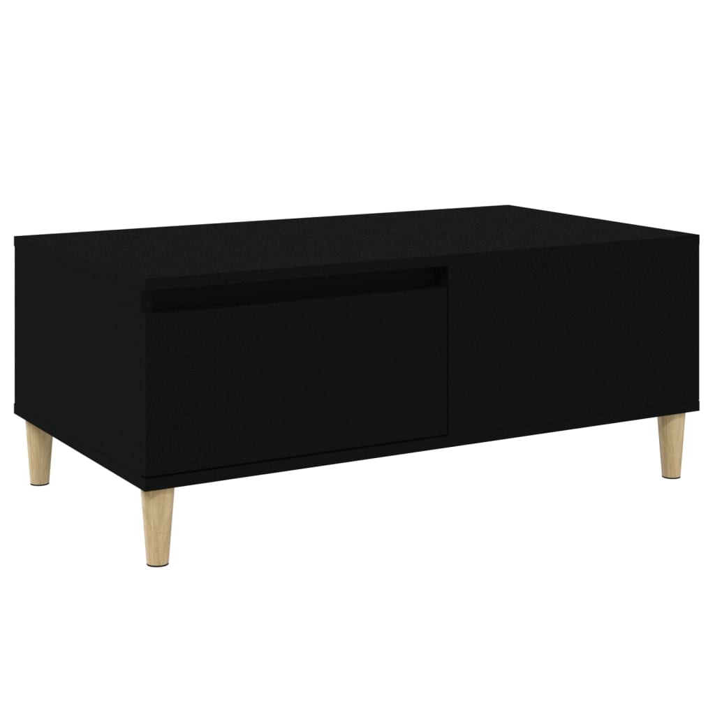 vidaXL Mesa de centro madera contrachapada negro 90x50x36,5 cm