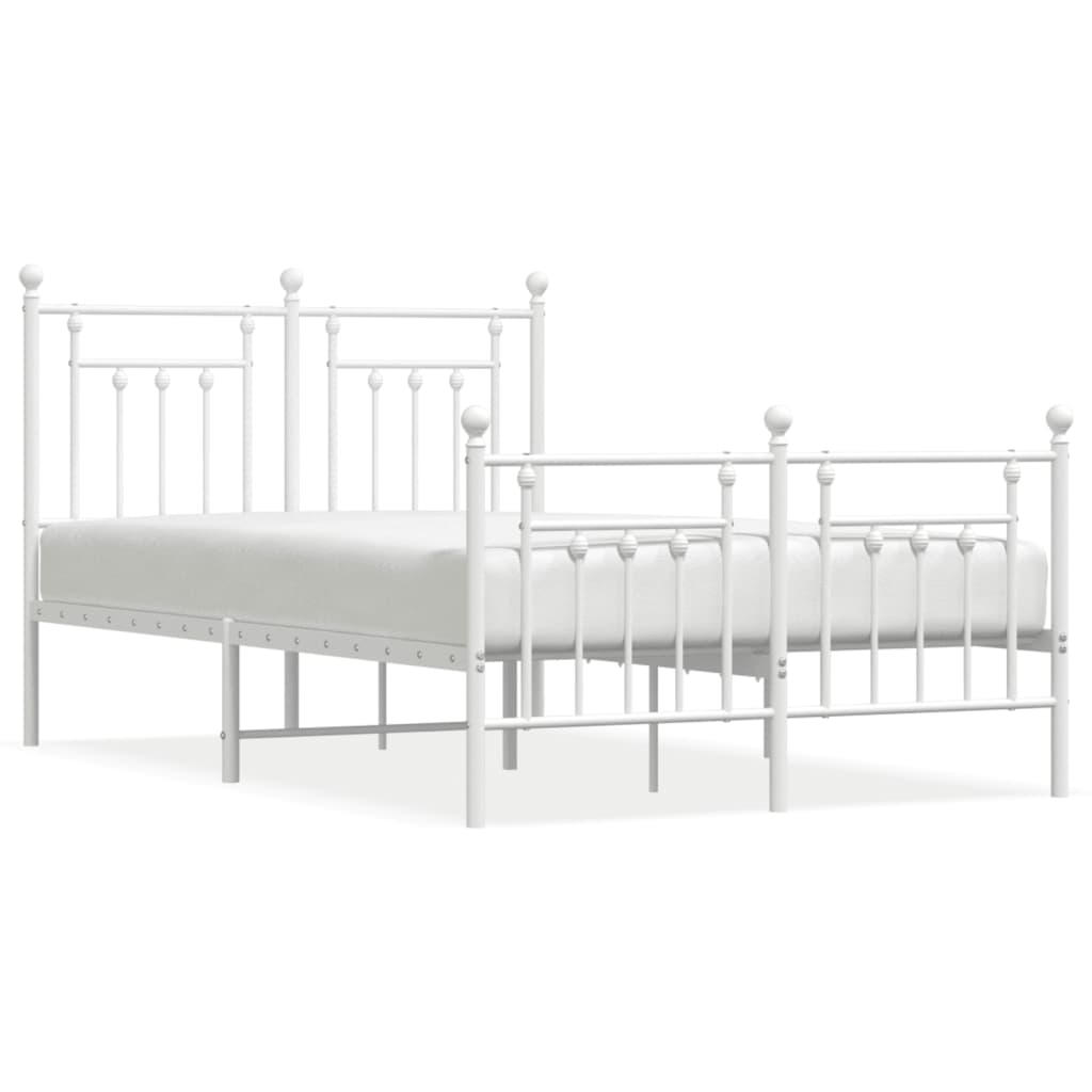 vidaXL Estructura cama metal con cabecero y estribo blanco 135x190 cm