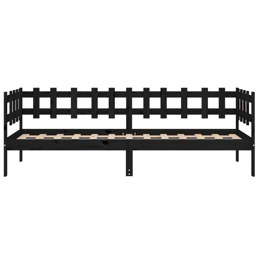 vidaXL Sofá cama madera maciza de pino negro 90x190 cm