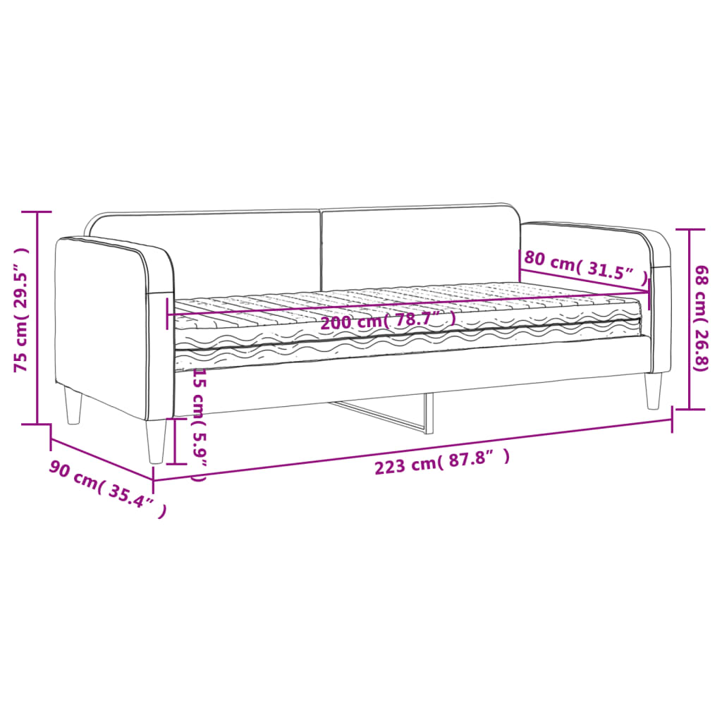 vidaXL Sofá cama con colchón tela gris oscuro 80x200 cm