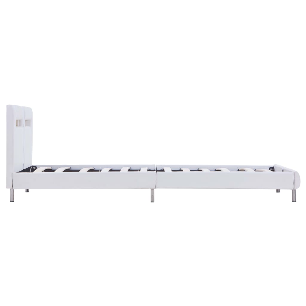 vidaXL Estructura de cama con LED sin colchón cuero blanco 90x200 cm