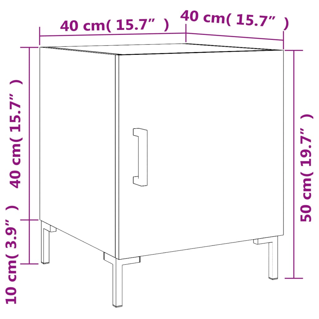 vidaXL Mesitas de noche 2 uds madera de ingeniería blanco 40x40x50 cm