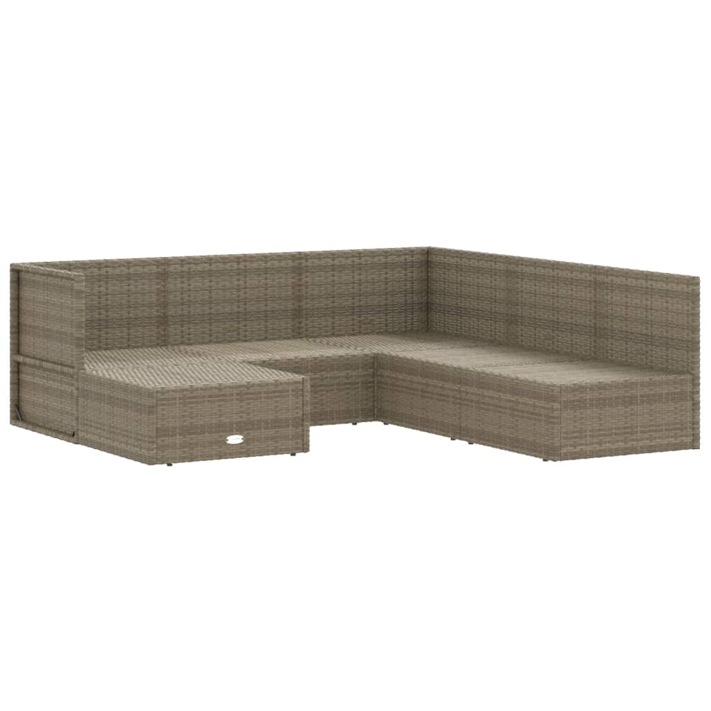 vidaXL Set de muebles de jardín 6 pzas y cojines ratán sintético gris