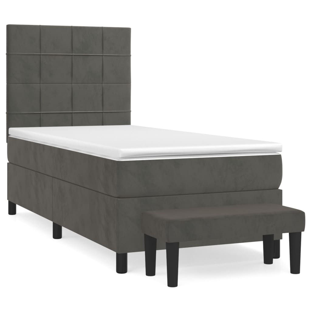 vidaXL Cama box spring con colchón terciopelo gris oscuro 90x200 cm