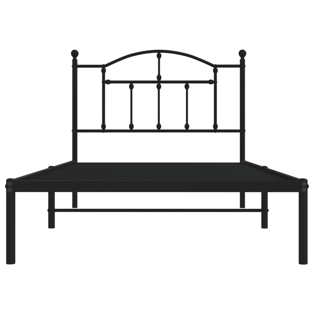 vidaXL Estructura cama sin colchón con cabecero metal negro 100x190 cm