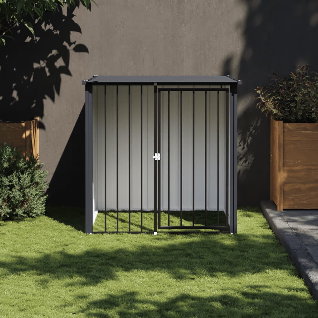 vidaXL Caseta perros con tejado acero galvanizado negro 110x103x109 cm