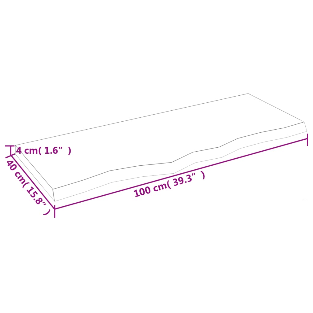vidaXL Tablero mesa madera roble tratada marrón oscuro 100x40x(2-4) cm