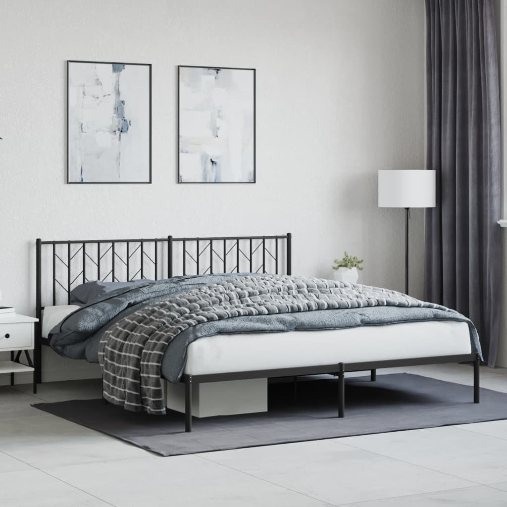 vidaXL Estructura cama sin colchón con cabecero metal negro 183x213 cm