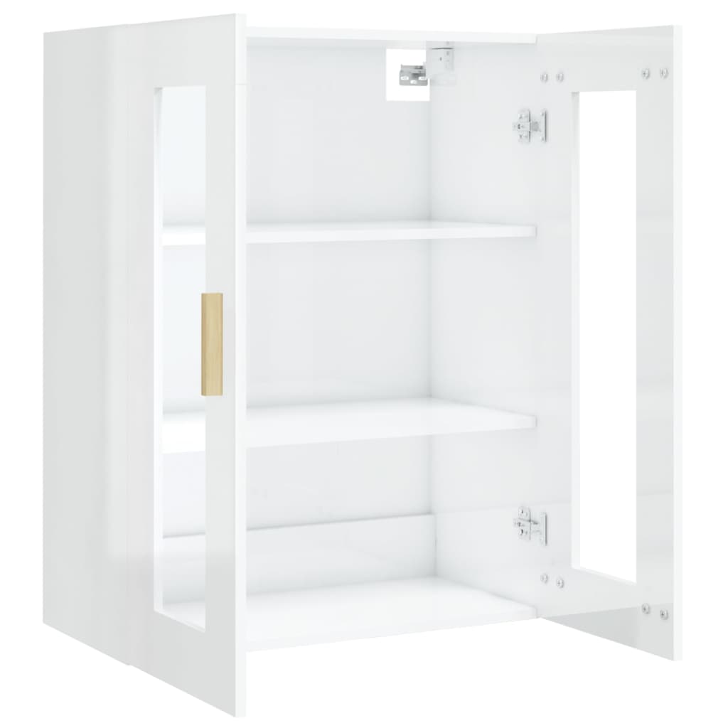 vidaXL Armario de pared colgante blanco brillante 69,5x34x90 cm