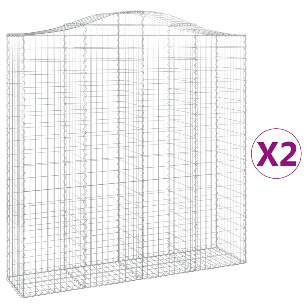 vidaXL Cestas de gaviones 2 uds forma de arco hierro 200x50x200/220 cm