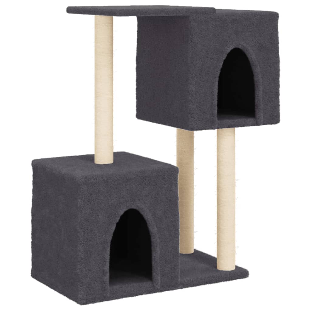 vidaXL Rascador para gatos con postes de sisal gris oscuro 86 cm