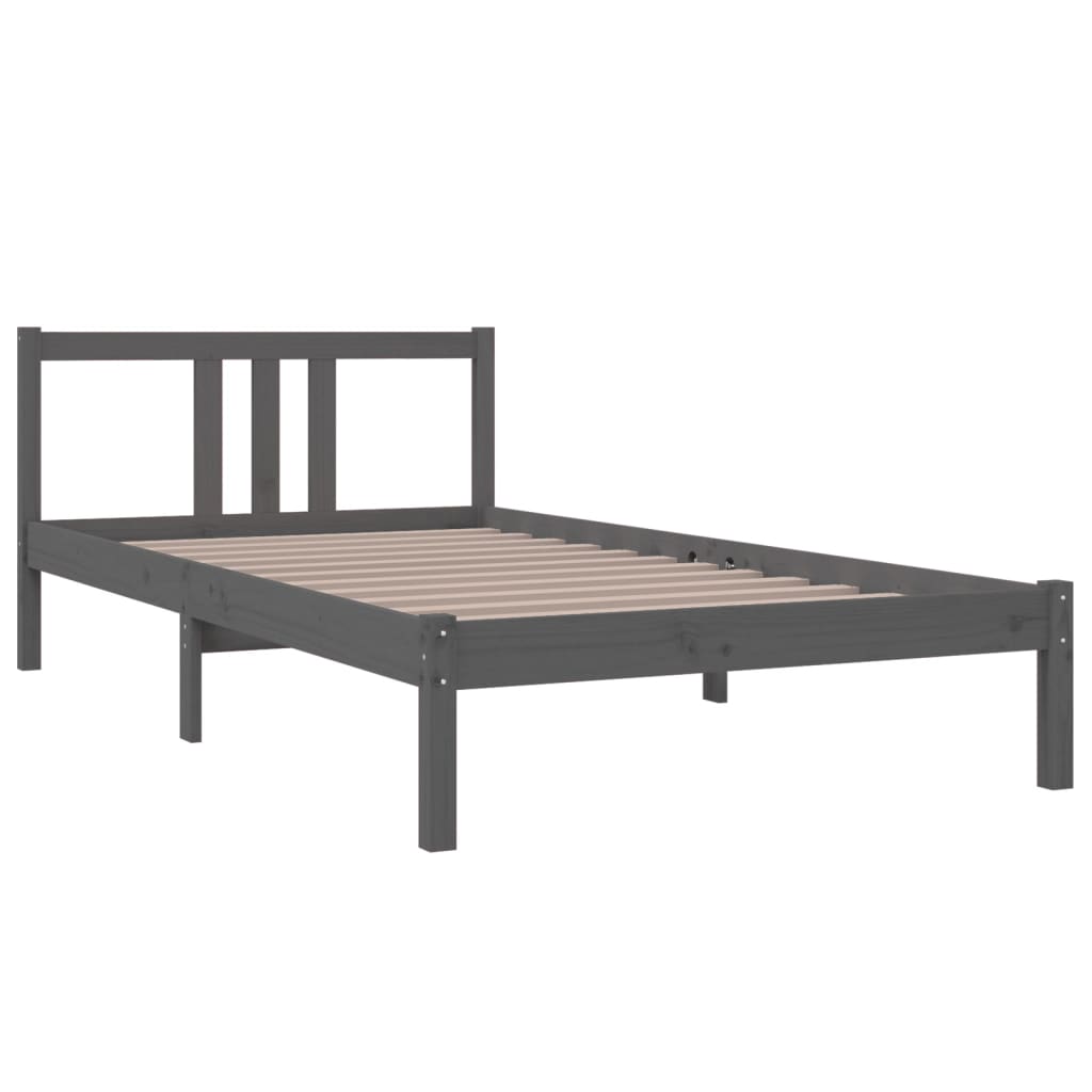 vidaXL Estructura de cama madera maciza gris 100x200 cm