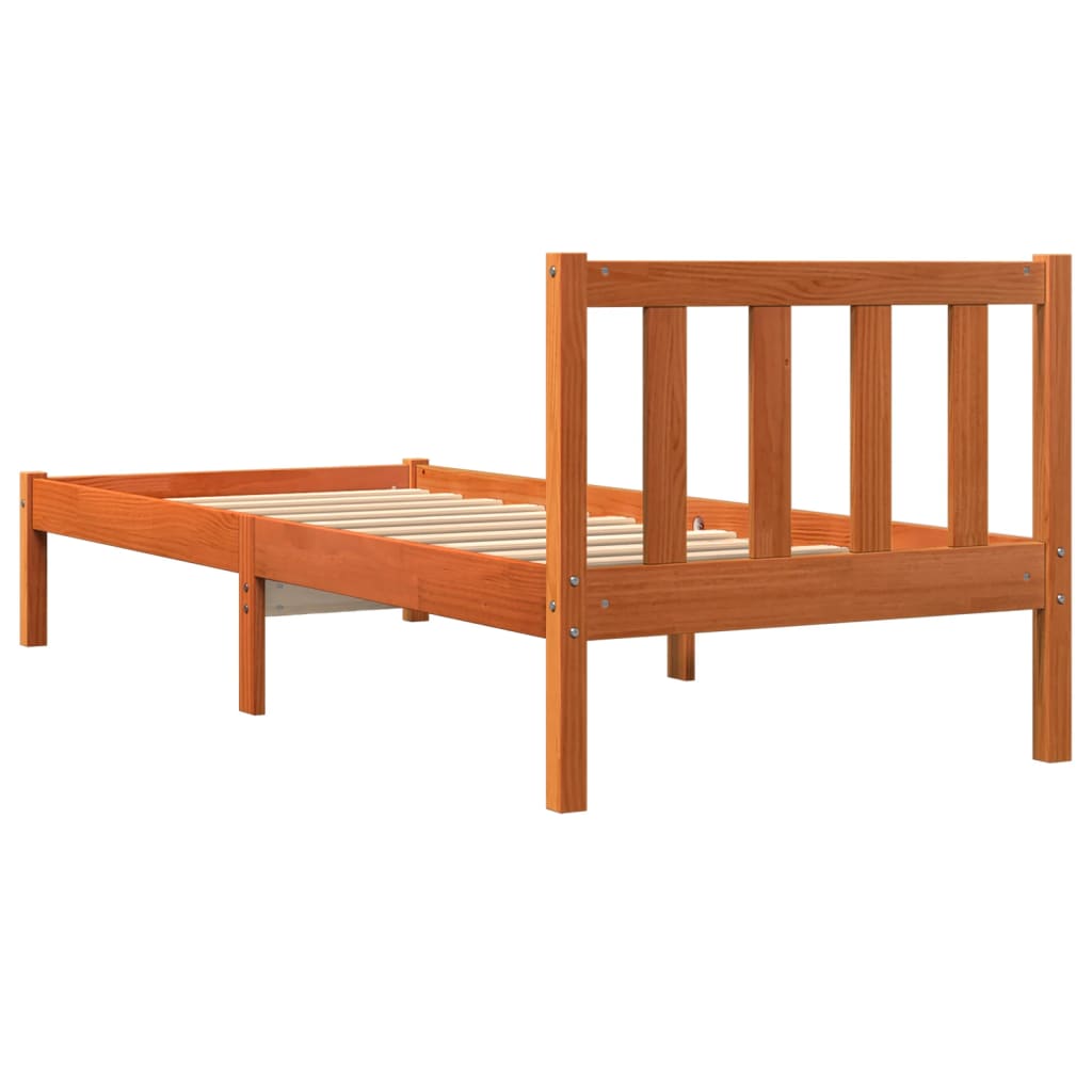 vidaXL Estructura de cama sin colchón madera maciza marrón 75x190 cm