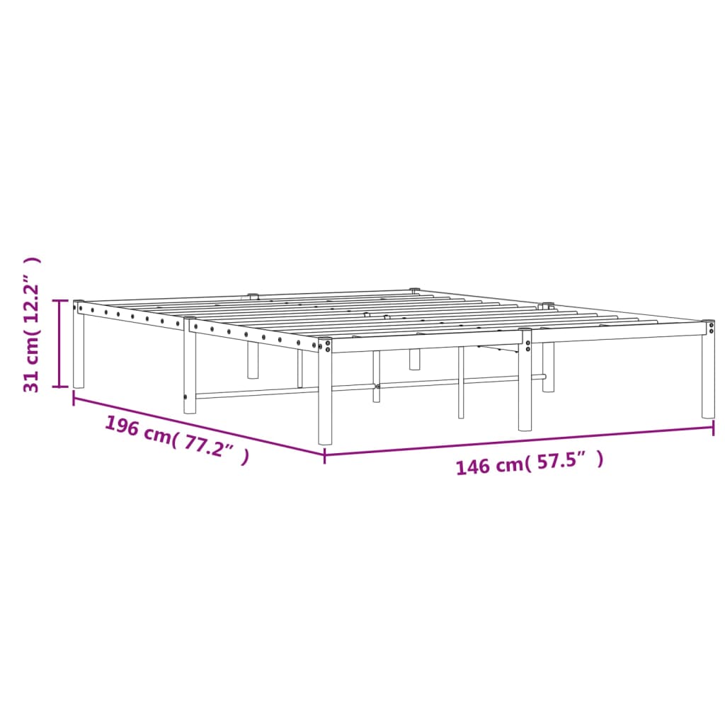 vidaXL Estructura de cama de metal blanca 140x190 cm