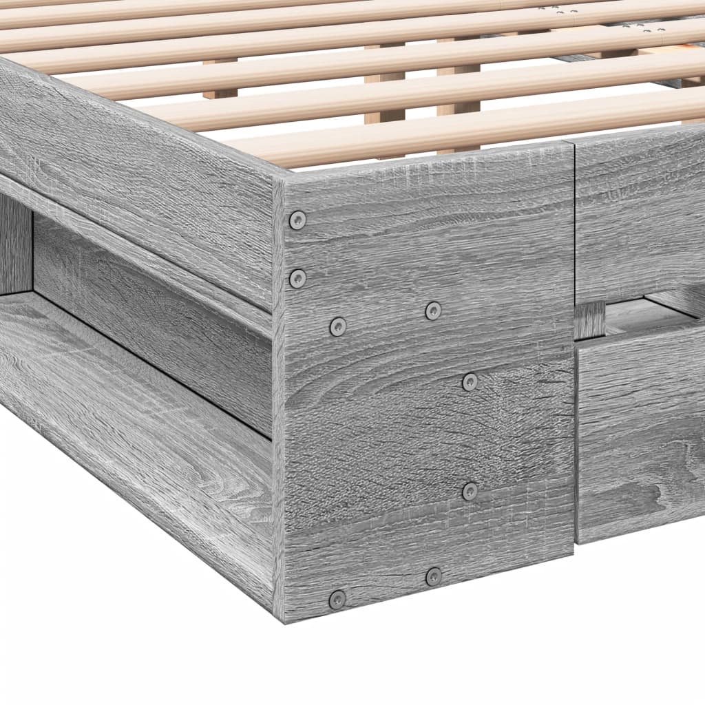 vidaXL Cama con cajones madera ingeniería gris Sonoma 180x200 cm