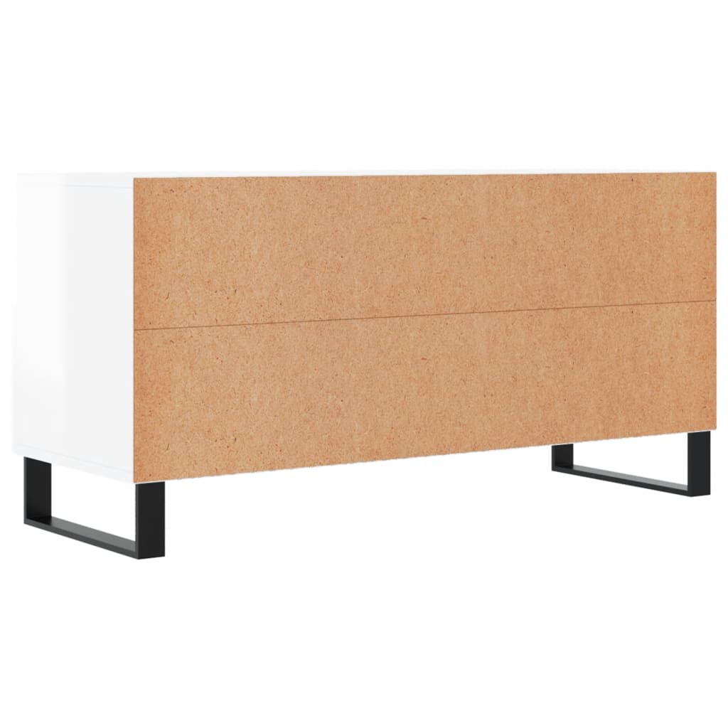 vidaXL Mueble de TV madera contrachapada blanco brillo 102x36x50 cm