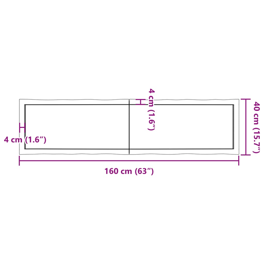 vidaXL Tablero de mesa madera maciza borde natural 160x40x(2-4) cm