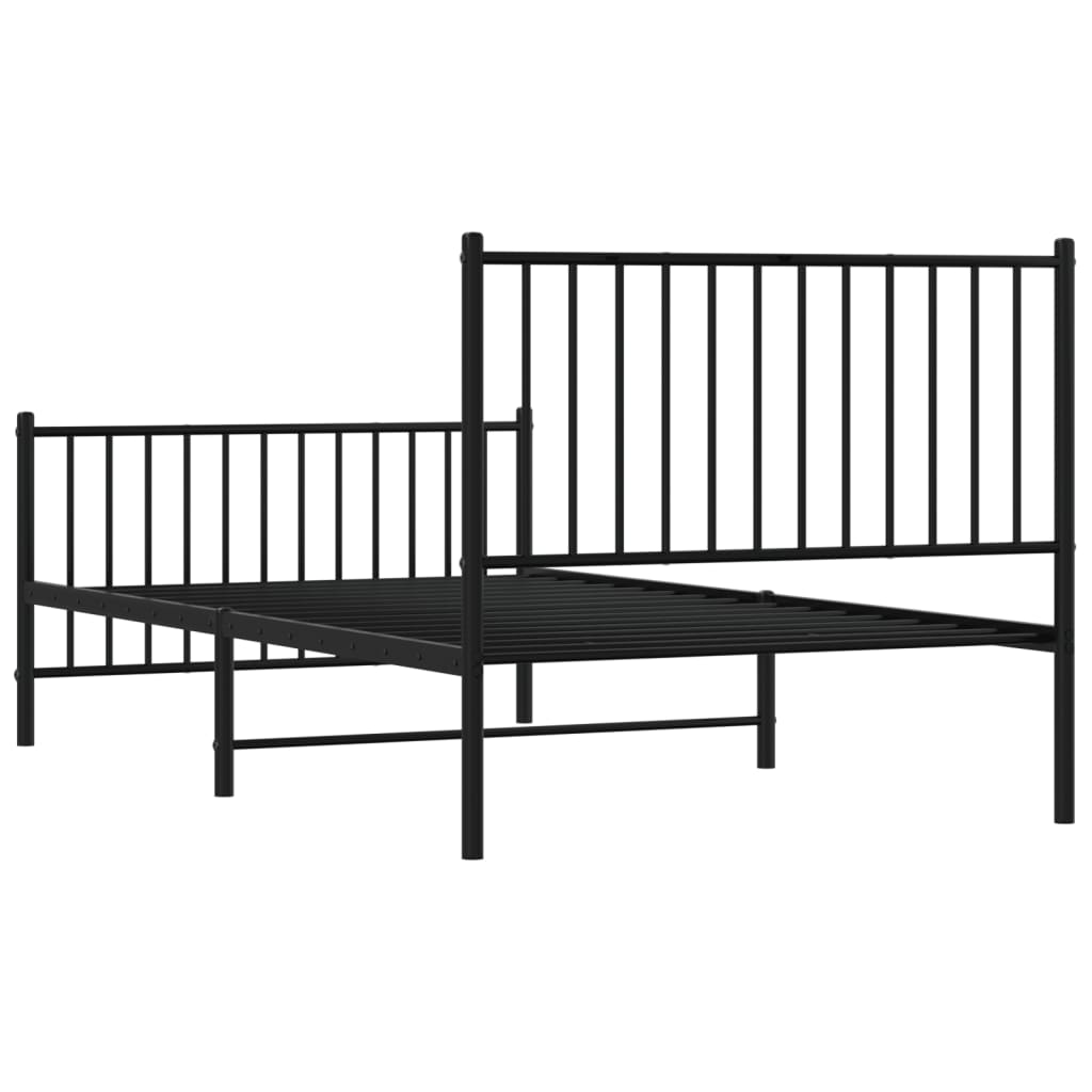 vidaXL Estructura cama sin colchón con estribo metal negro 100x190 cm