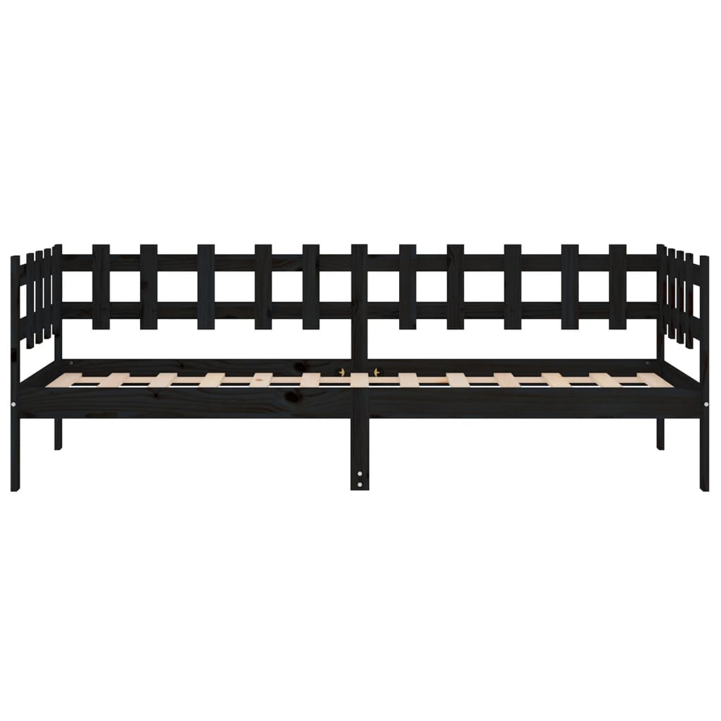 vidaXL Sofá cama madera maciza de pino negro 90x200 cm