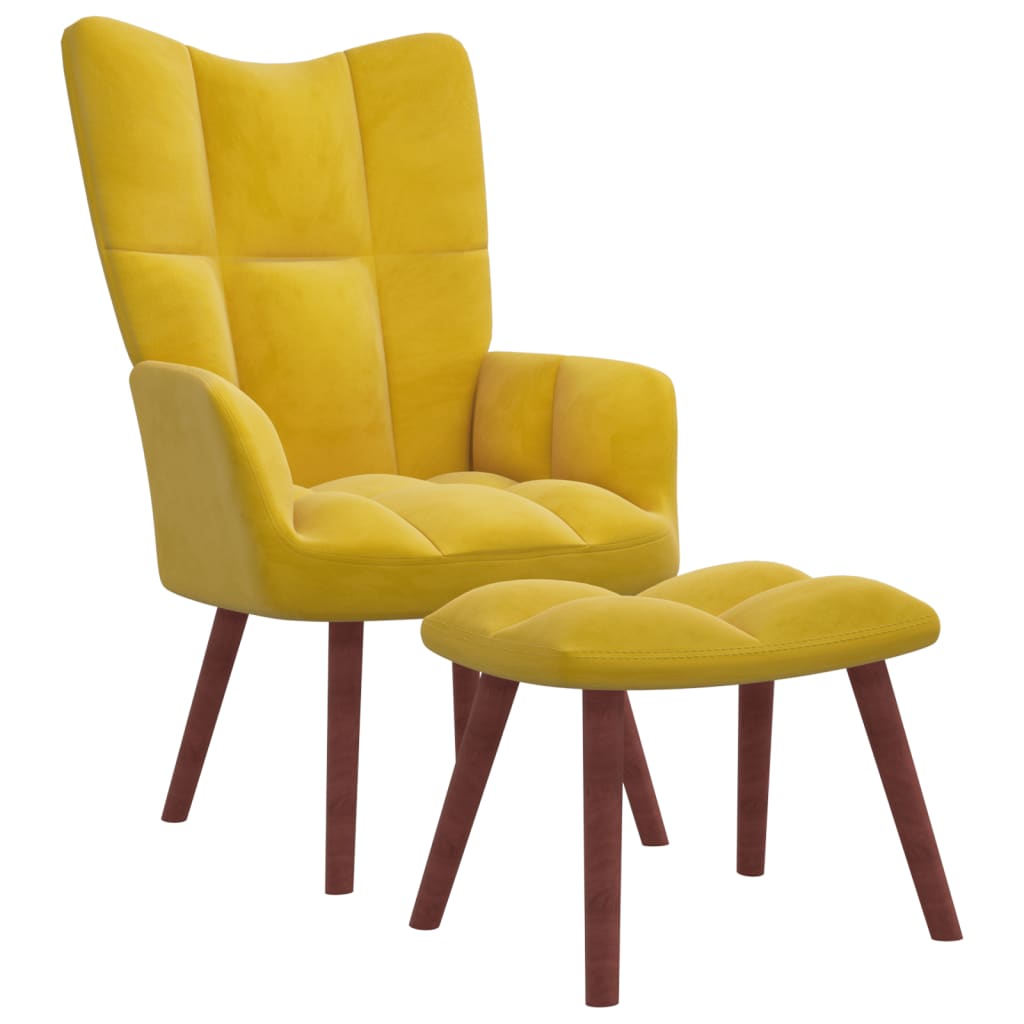 vidaXL Sillón de relax con taburete terciopelo amarillo mostaza