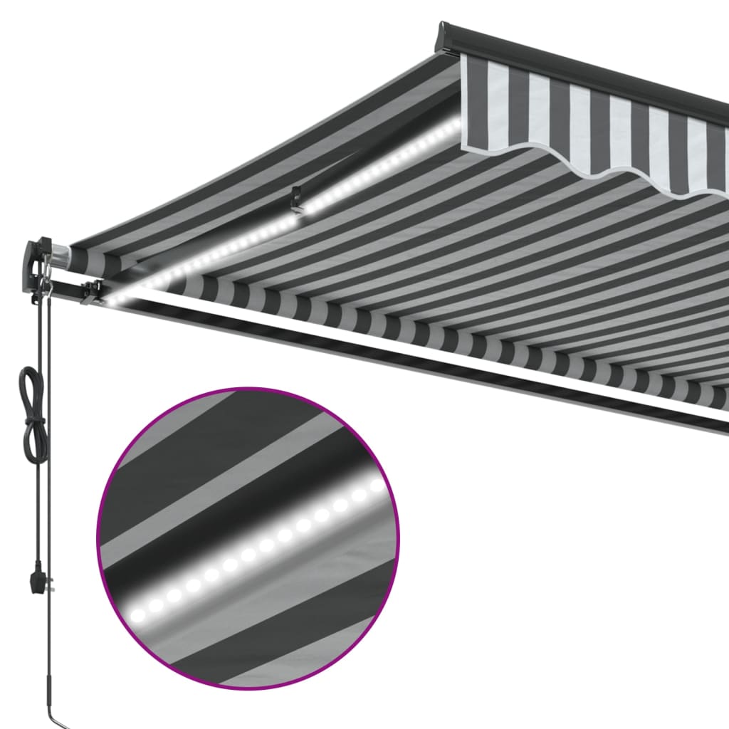 vidaXL Toldo retráctil automático luz LED antracita blanco 450x350 cm