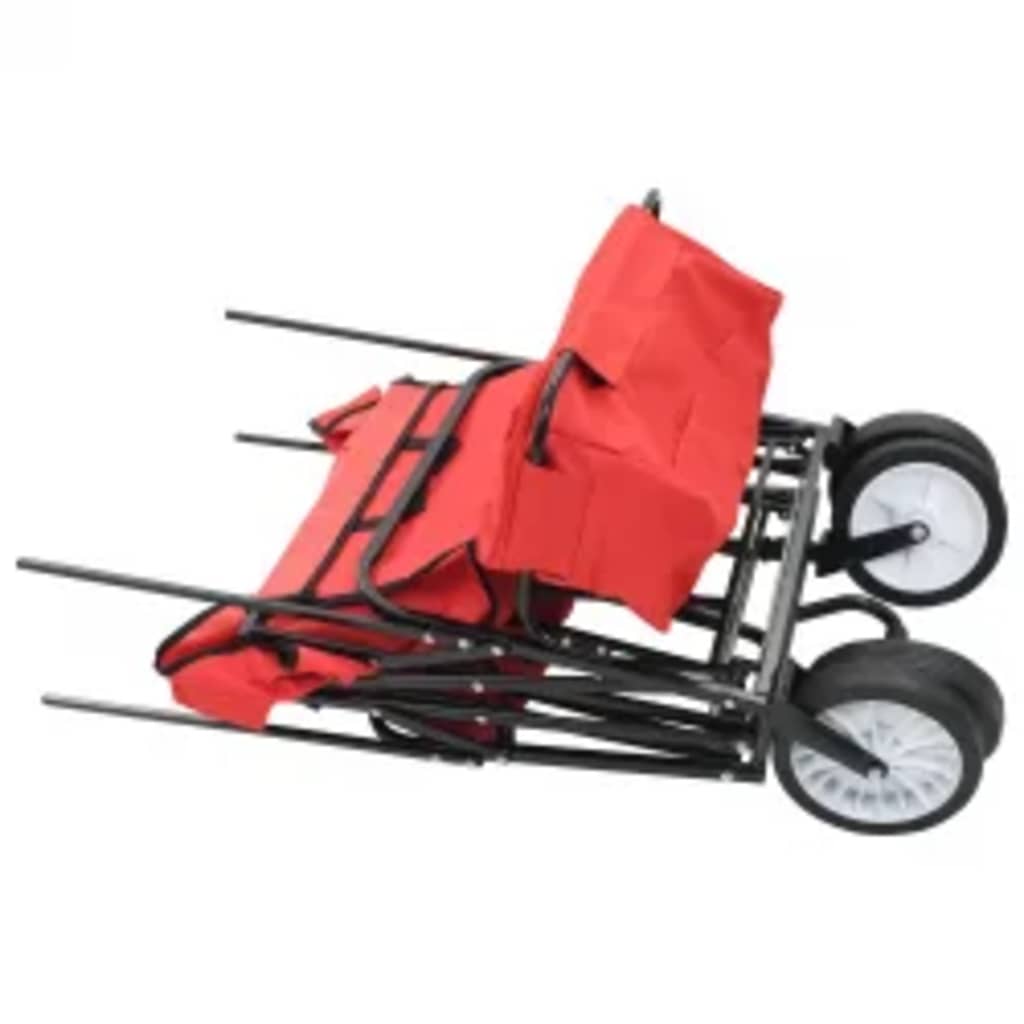 vidaXL Carrito de mano plegable de acero con capota rojo