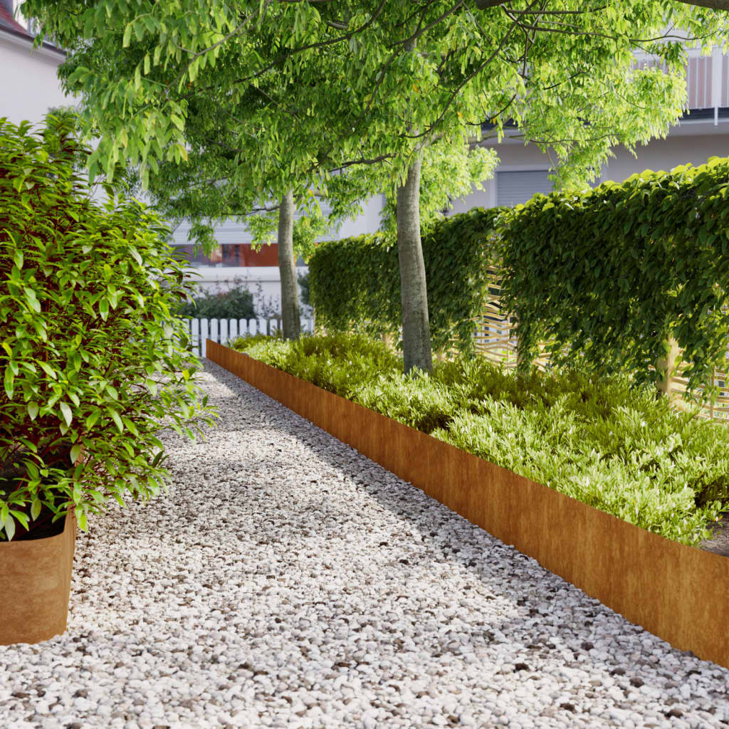 vidaXL Bordes de césped acero corten flexible 10 piezas 25x103 cm