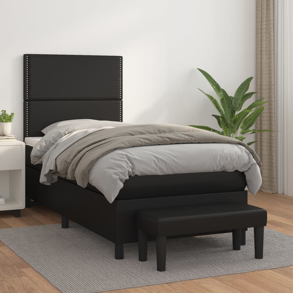 vidaXL Cama box spring con colchón cuero sintético negro 80x200 cm