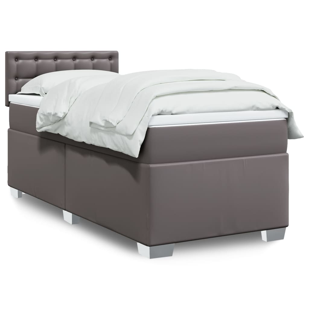 vidaXL Cama box spring con colchón cuero sintético gris 90x190 cm