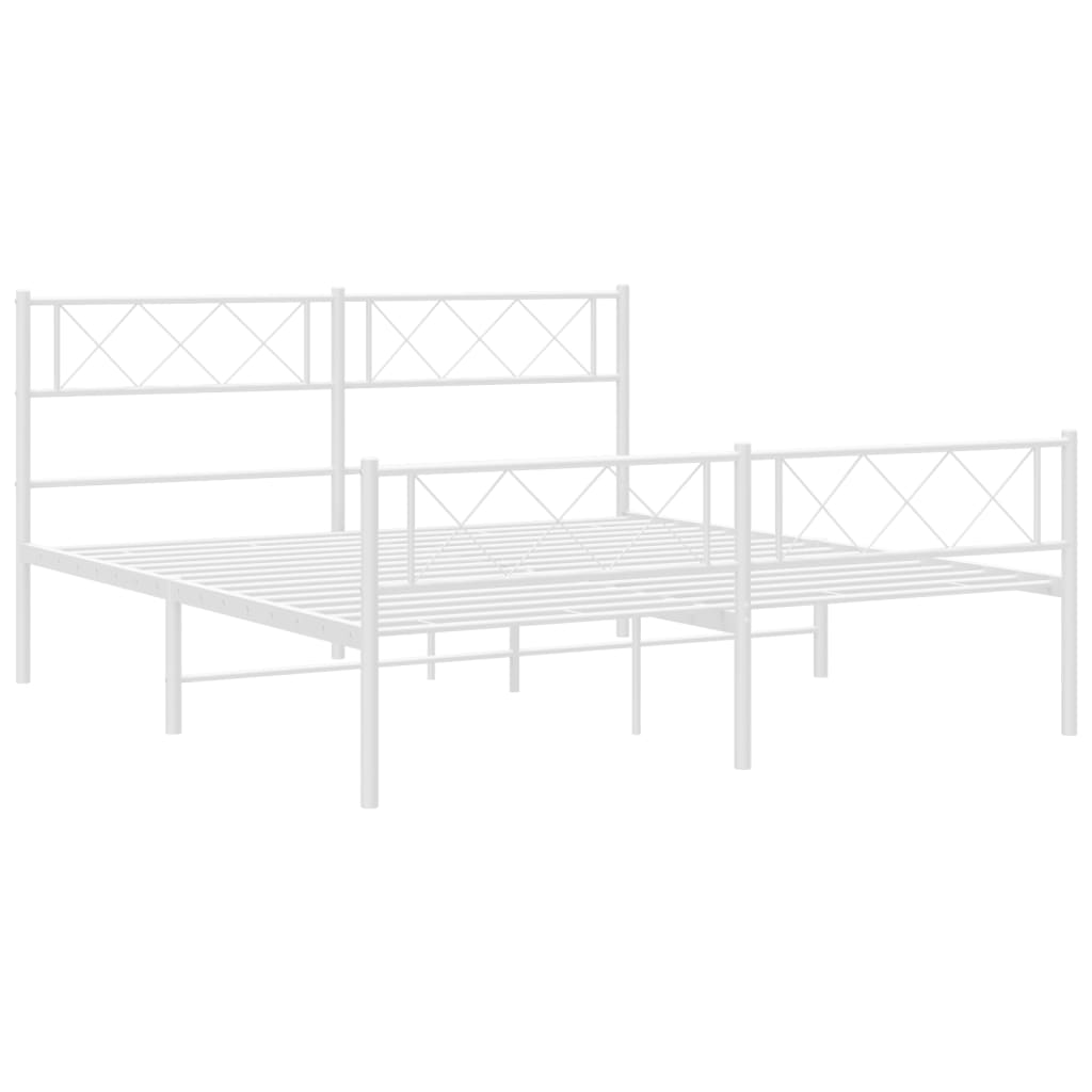 vidaXL Estructura cama sin colchón con estribo metal blanco 150x200 cm