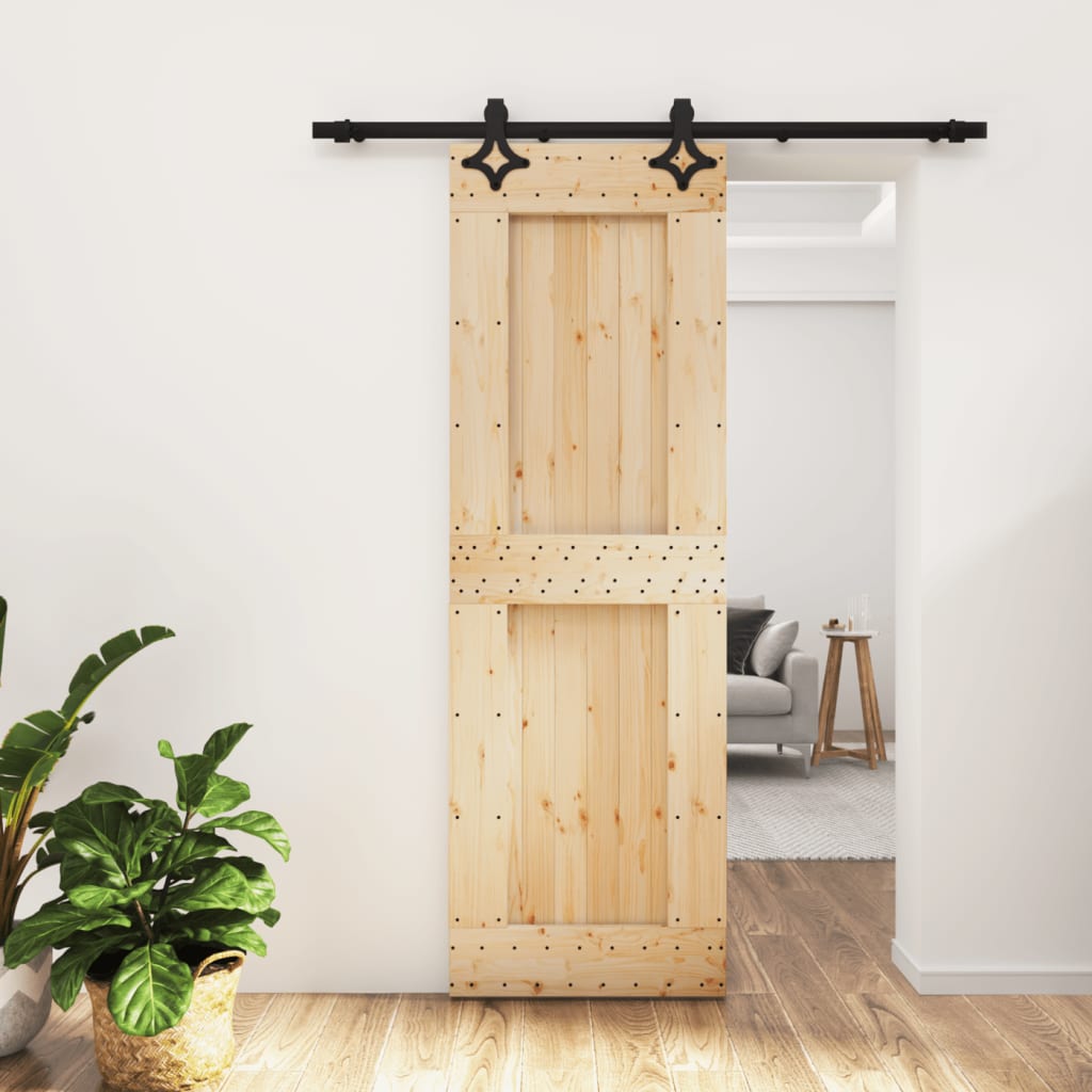 vidaXL Puerta corredera con herrajes madera maciza de pino 70x210 cm