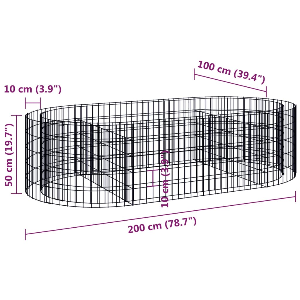 vidaXL Arriate de gaviones de hierro galvanizado 200x100x50 cm