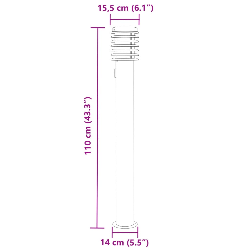 vidaXL Lámpara de suelo de exterior con enchufe acero inoxidable 110cm