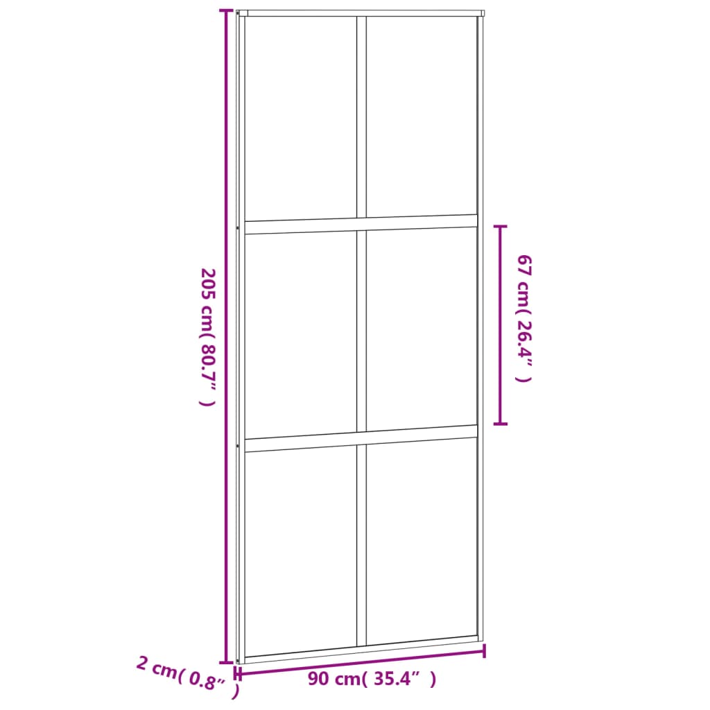 vidaXL Puerta corredera vidrio templado y aluminio negra 90x205 cm