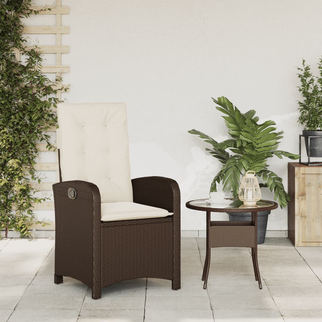 vidaXL Sillón reclinable de jardín con cojines ratán sintético marrón